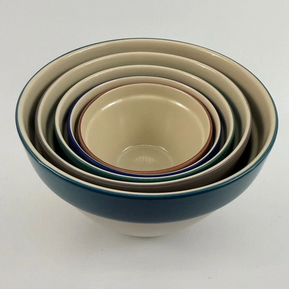 Over and Back Bistro Nesting Mixing Bowl Set‎ 5 Portugal Stoneware Color Band